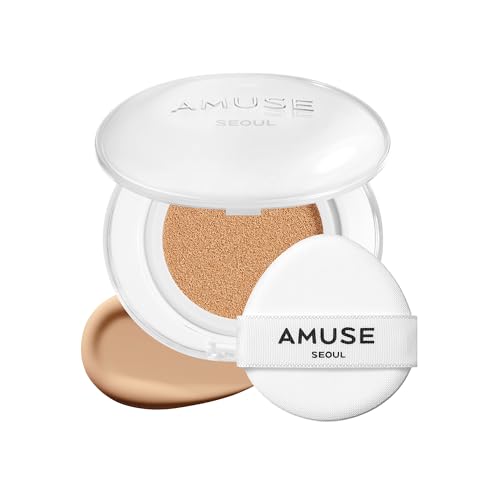 AMUSE SEOUL Ceramic Skin Perfector Cushion Foundation (3.5 SAND), Flawless Coverage, Semi Matte Glow, Long Lasting, Lightweight Satin Finish, Vegan, Korean Beauty Makeup (15g)