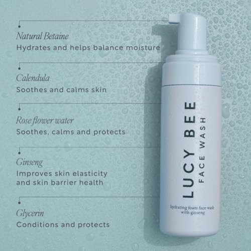 Lucy Bee Hydrating Foaming Face Wash, Dermatologically Approved for Sensitive Skin, 200+ Pumps, Certified Natural, Vegan & Palm Oil Free, Gentle Daily Face Wash, For All Skin Types & Teens 150ml - Image 4