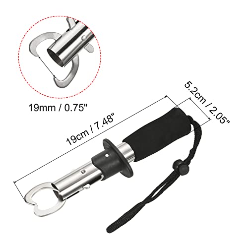 PATIKIL Fish Lip Gripper, Stainless Steel Straight-shape Handle Fish Grip Grabber Holder for Fishing Black - Image 2