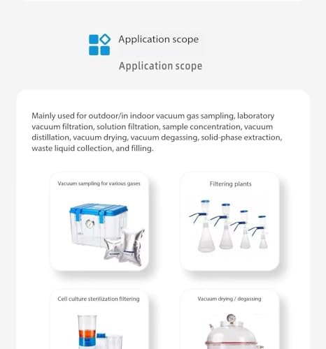 Image of Lab Vacuum Pump, Portable Oilless Vacuum Filtration Pump, 0-12 L /min Flow Rate W /Positive（150 KPa） and Negative（-75 KPa） Pressure (G)