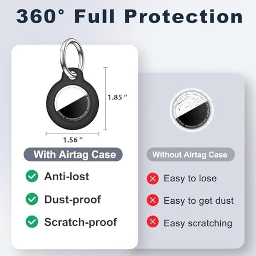 Image of MOLOSLEEVE [2 Pack Case for AirTag 2nd Gen (2026) & 1st Gen, Shockproof Holder Anti-Scratch Protective Cover for Air Tags, Men's Women's Keyrings & Keychains for Keys, Luggage, Bags, Black