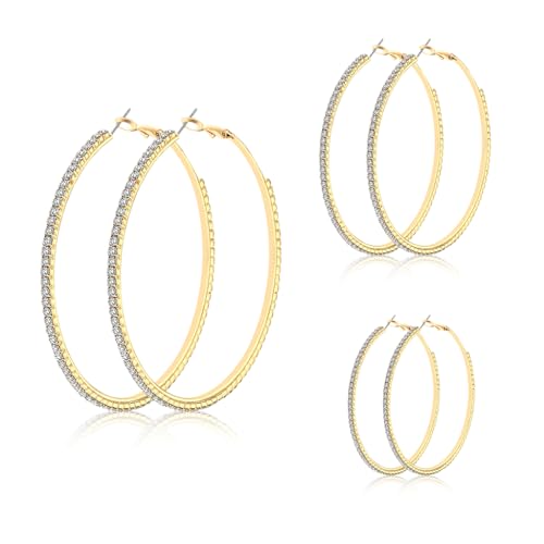 Image of SANNIDHI Hoop Earrings for Women Boho Gold Earrings Fashion Trendy Zircon Hypoallergenic Earrings Huggie Hoop Earrings Jewellery Birthday Gift for Women, Girls