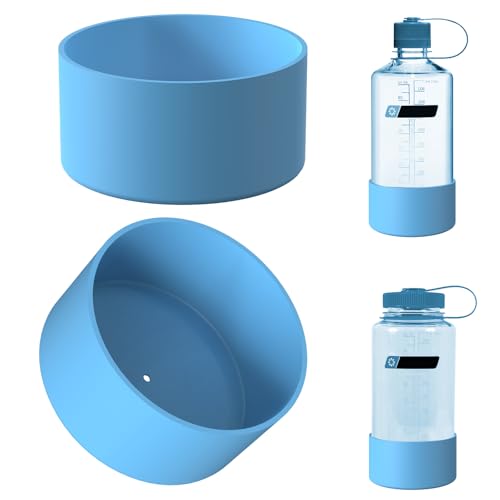 Linkidea 2 Pack Water Bottle Boot Compatible with Nalgene Sustain Wide Mouth 32oz/48oz, Narrow Mouth 32oz, Silicone Anti-Slip Bottle Bottom Bumper Protector (Blue)