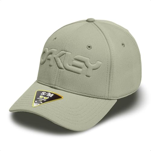 Oakley Mens 6 Panel Stretch Hat Embossed, Boulder Green, Large