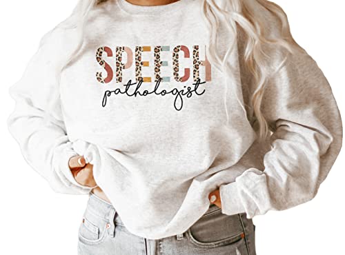 Speech Pathologist Sweatshirt, SLP Gift, Language Pathology Therapist, Leopard Cheetah, Matching Group Team, Unisex Crewneck Sweatshirt4