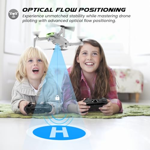 SIMREX Drone With 1080P Camera for Kids Adults, Mini RC Quadcopter Foldable, One Key Start, Waypoint Fly, Headless Mode, Auto-Follow, 3D Flip, 3 Speeds, 2 Batteries, Easy for Beginners, Grey - Image 3