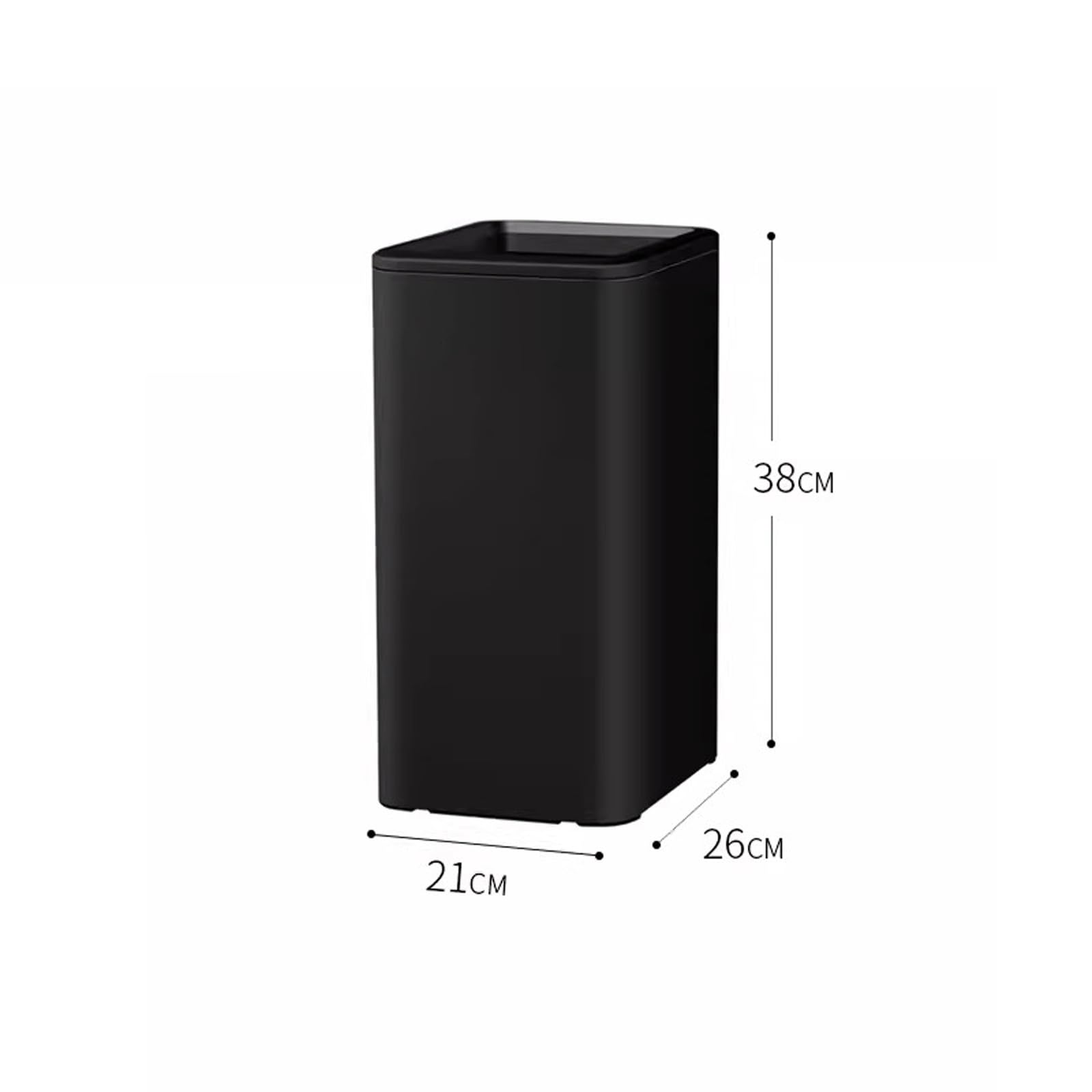 Mülleimer Hochfarbige Mülltonne for Wohnzimmer, Küche, Haushalt, Sanitärbehälter ohne Deckel, hohe gewerbliche Toiletten, Badezimmer-Mülleimer Abfalleimer Papierkorb(Schwarz,15L)