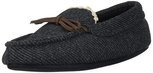 Dearfoams Unisex-Kid's DF Toddlers Moccasin with Tie Slipper, Black, 2-3 Big Kid Medium US Big Kid