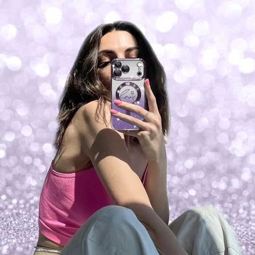 Image of ZIYE Magnetic Case Designed for iPhone 17 Pro Glitter Case-Purple