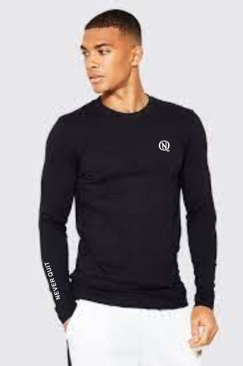 never quit Men's Thermal Long Sleeve Compression Shirts, Winter Gear Sports Base Layer Top, Athletic Running T-Shirt-picture-33