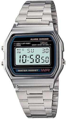 Image of Vintage A-158WA-1Q Digital Black dail Dial Unisex Watch Silver Metal Strap (D011)
