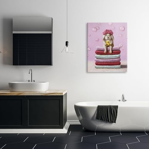 Image of Baby Rabbit Bath Towels Soap, 30 x 40 Inch Canvas Wall Art