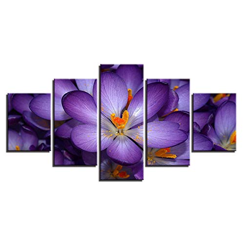 Tableaux fleurs impression sur toile intissee 5 pieces decoration murale salon