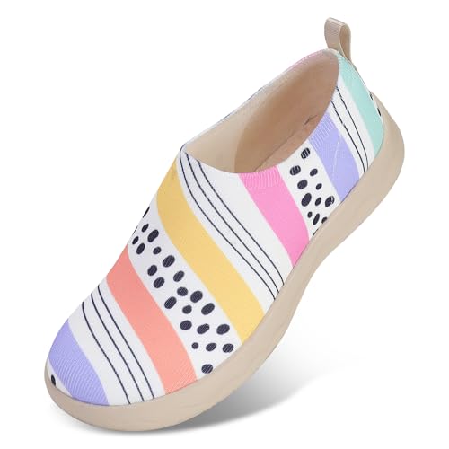 Image of Women's Slip On Shoes Comfortable Casual Loafers Art Painted Lightweight Travel Flats Breathable Walking Sneakers