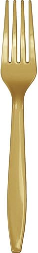 Miniatura 3 de Touch of Color - Surtido de cubiertos de plástico prémium (tenedores, cucharas, cuchillos), dorado brillante, 24 unidades