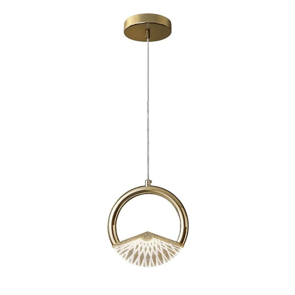 Lámpara colgante moderna de acabado dorado y anillo acrílico de alta decoración