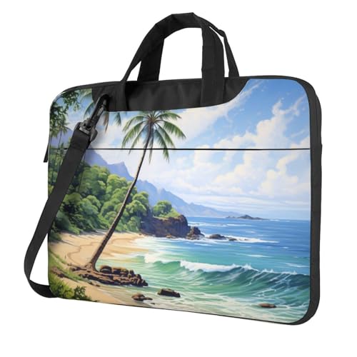 Sac bandoulière ordinateur portable antichoc motif plage hawaïenne pour le bureau