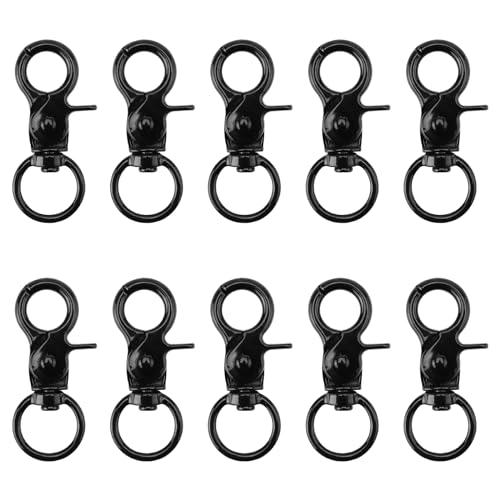 TNSLAND 10 Stück Karabinerhaken mit Drehgelenk Drehbar Zinklegierung Scherenkarabiner Karabiner Hundeleine Schlüsselanhänger Wirbelkarabiner Schlüssel Klein Bolzenkarabiner für Hunde Gepäckschnalle