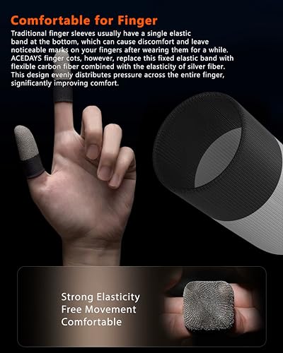 ACEDAYS Gaming Finger Sleeves,100% Visible Silver Fibers,Just Right Pressure/Breathable/Sweatproof,Gaming Gloves for PUBG Mobile/Knives Out/Call of Duty Mobile(10pcs) M