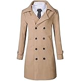 [SGL Collection] コート メンズ ロング コート 長袖 デザイン チェスター ダブルブレスト スリム アウター シンプル トレンチ ステンカラー シングル 茶 男 カジュアル ストリート 冬 ファッション おしゃれ きれいめ キレイめ サロン系 ビジネス 通勤 コーディネート (XXL, キャメル 茶)