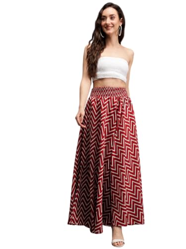 Image of Nexsus Apparels Women Flared Viscose Rayon Trousers | Flared Printed Palazzo |Elasticated Waist Loose-fit & Regular, Casual Wear (Free Size 26 to 42 Waist) Pant| Available in Plus Size's