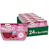 Dole Wiggles No Sugar Added Cherry Fruit Juice Gel Snacks, 4.3oz 24 Total Cups, Gluten & Dairy Free, Bulk Lunch Snacks for Kids & Adults