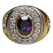 KAMADORA JEWELLERY 3.00 Carat Oval Shape Simulated Amethyst & Diamond Men's Cross Bishop Ring 14k Yellow Gold Plated 925 Sterling Silver (8.5)