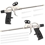 Hromee Professional Grade 7.5 Inch Heavy Duty Spray Foam Dispensing Gun with Non-stick teflonized basket and needle valve, Bead Adjustment Valve, 2PACK BLack