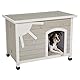 MidWest Homes for Pets Eillo Hundehütte aus Holz für den AuÃŸenbereich, klappbar, ohne Werkzeug zur Montage | Hundehütte ideal für kleine Hunderassen, beige (12EWDH-S)