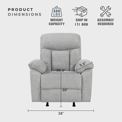 Sillón reclinable chenille gris suave y cómodo miniatura 5
