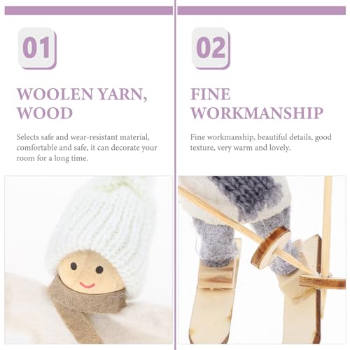 Homoyoyo XTG0KZ550S3EBNNDX182ZC12F Christmas Figurine 2Pcs Holiday Wooden Figure Miniature Ski Doll Ornament Christmas Tree Hanging Decoration Table Home Ornaments thumb #3