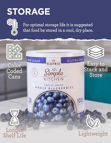 Image of SIMPLE KITCHEN Camping and Outdoors, Freeze Dried Blueberries 28 Servings