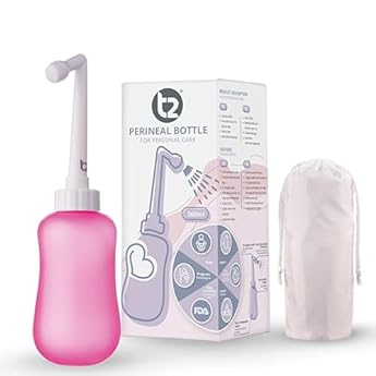 Foto di T2 Peri Bottle - Bidet Portatile da Post Parto, Sollievo dal Dolore Perineale - Da 360 ml con Ugello a 60°, Custodia Lavabile - Borsa Ospedaliera Essenziale per la Maternità, Regali per la Neo-Mamma