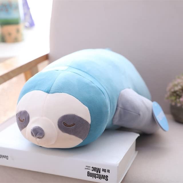 Paresseux en peluche bleu GRIER 100 cm grand oreiller doux