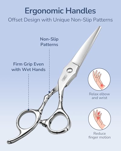 Image of ULG Professional Hair Cutting Scissors 6.5 inch Japanese Stainless Steel Hand-Honed Barber Scissors for Home & Salon Use, Ergonomic Textured Handle for Men & Women