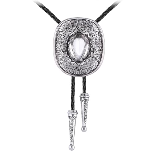 Image of Jeilwiy Bolo Tie for Men Western Cowboy Tie Necklace Gold Bolo Tie Leather Necktie Halloween Tie Accessories for Women
