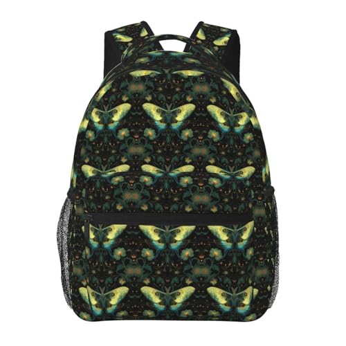 Moth Floral Lightweight Backpack Travel Casual Bags for Women or Men 15.7 Inches