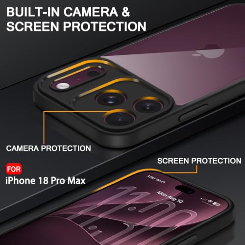 Image of TheGiftKart Hybrid Shockproof Back Cover Case for iPhone XVIII Pro Max | Camera Protection Module | Hard Back Cover Case for iPhone XVIII Pro Max (PC & TPU, Transparent Clear Back, Black Sides)