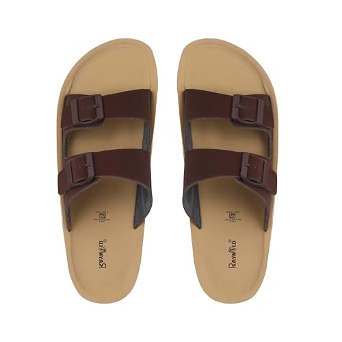 STYVORA Men's Dual-Strap Slip-On Sandals, Brown - Image 2