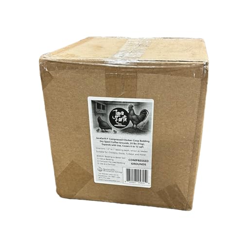 JavaEarth® Compressed Chicken Coop Bedding, Dry Spent Coffee Ground Pellets, 20 lbs, 0.5 Cubic Foot Box, Expands to 0.67 Cubic Feet