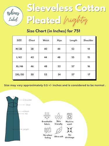 Image of 9shines Label Cotton Sleeveless Nighty | All Over Print Maxi Night wear for Women | Full Length Night Gown Night Dress for Women Stylish (Cotton Sleeveless 25)