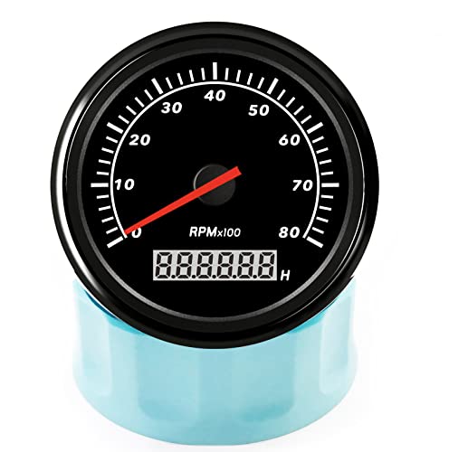 Dunkteam Universal Marine Tachometer Gauge Outboard Waterproof 85Mm 0-8000 Rpm With Red Backlight Hour Meter For Boat Car Motorcycle 12V/24V #TOP3