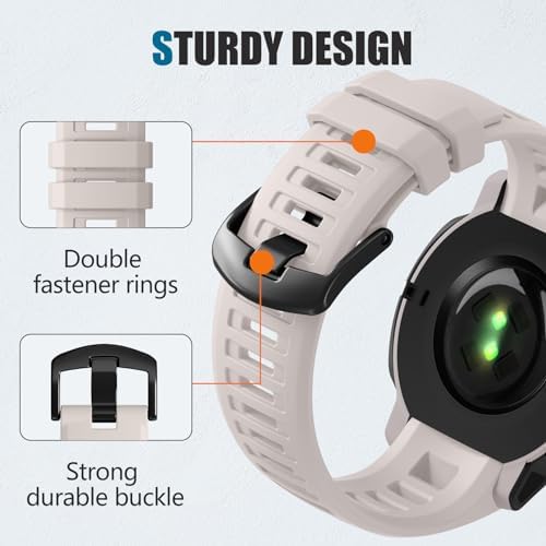 GEAK Strap Compatible with Garmin Instinct Watch Bands,Soft Silicone Adjustable Replacement Band Fit for Instinct 2/Instinct Esports/Solar/Tide Military/Tactical GPS Smartwatch-Tundra Watch Band