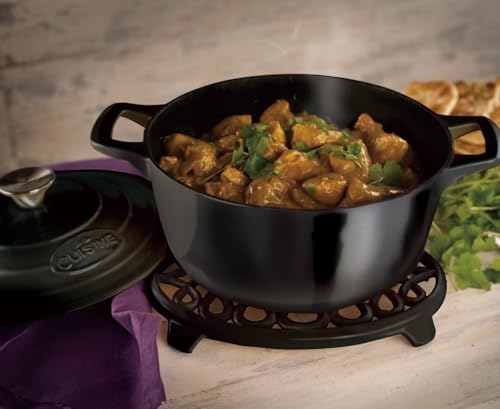 Image of La Cuisine Enameled Cast Iron Dutch Oven Casserole Pot with Lid, Internal Matte Black Enamel Coating 5 QT 10.5 inch / 26cm O For GalssTop Stove, Oven-Safe 550F /276C Glossy Black