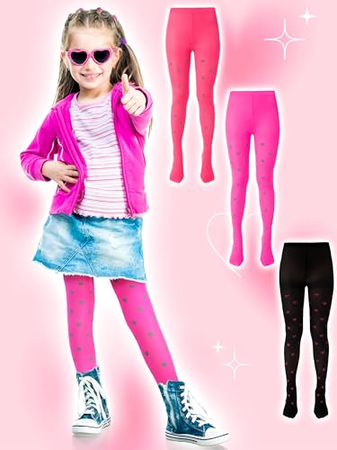 Image of Fourluoo Girls Tights Colorful Pantyhose Soft Thigh High Sock Jacquard Seamless Dance Legging Flower Girl Sock for 4-12 Years