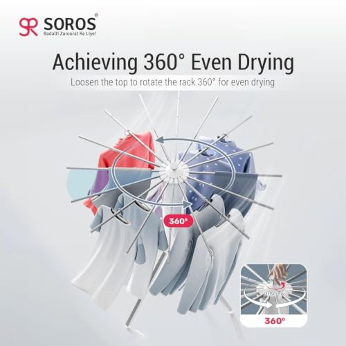 Image of SOROS Clothes Drying Stand Foldable (White, Aluminium)