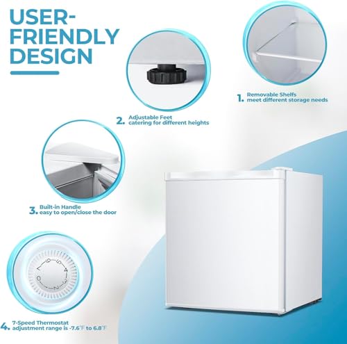 Image of Electactic 1.1 Cu.ft Small Freezer, Mini Upright Freezer with 7 Adjustable Thermostat, Removable Shelves, Reversible Single Door, for Bedroom /Home /Dorms /Apartment (White)