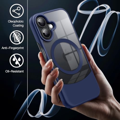 Image of KARWAN️Ultra-Hybrid Shockproof Back Cover with Mag-Safe Case foriPhone 16 | Camera Protection Bump |Shockproof Back Cover Case for iPhone 16 (PC & TPU, Smoked Matte Sides) Blue