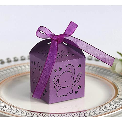 GIVBRO Lot de 50 boîtes à dragées pour mariage, fête prénatale, anniversaire, décoration de Noël, violet