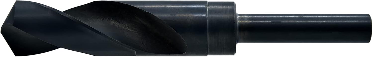 MAXTOOL 1-3/16" Silver and Deming Drill Bits HSS M2 S & D Drill Bits Prentice Twist Drills Black Oxide 1/2" Reduced Shank 6" OAL; SD02B00R112